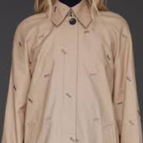 Avec Les filles Anthropologie Equine embroidered horse trench coat jacket size M - Picture 2 of 5